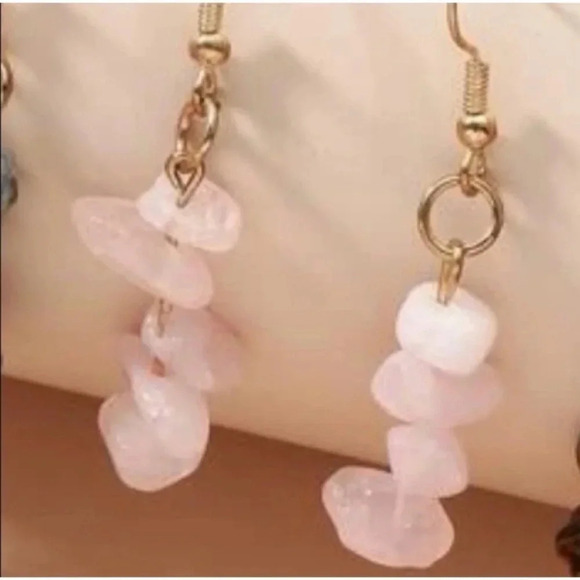 1 LEFT! Pink Stone Earrings - Picture 2 of 4